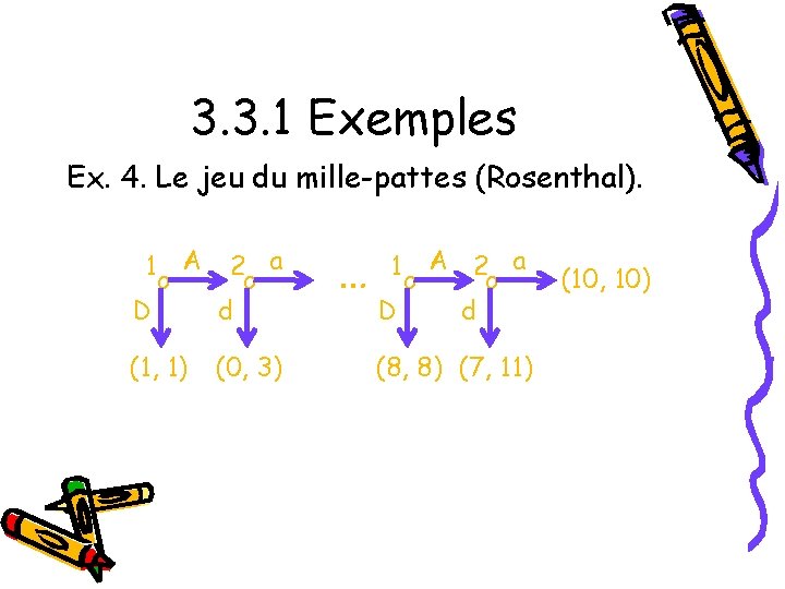 3. 3. 1 Exemples Ex. 4. Le jeu du mille-pattes (Rosenthal). 1 A 2