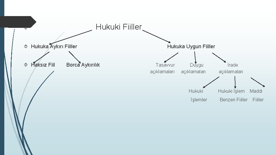 Hukuki Fiiller Hukuka Aykırı Fiiller Haksız Fiil Borca Aykırılık Hukuka Uygun Fiiller Tasavvur açıklamaları