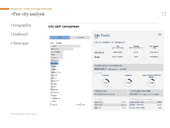 PASSPORT: CITIES SYSTEM OVERVIEW §Pan-city analysis § Datagraphics § Dashboard § Visual apps ©