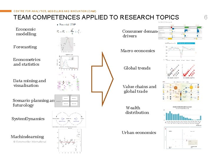 CENTRE FOR ANALYTICS, MODELLING AND INNOVATION (CAMI) TEAM COMPETENCES APPLIED TO RESEARCH TOPICS Economic