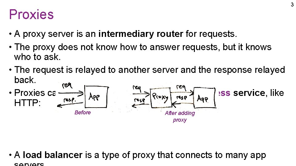 3 Proxies • A proxy server is an intermediary router for requests. • The 3 Proxies • A proxy server is an intermediary router for requests. • The