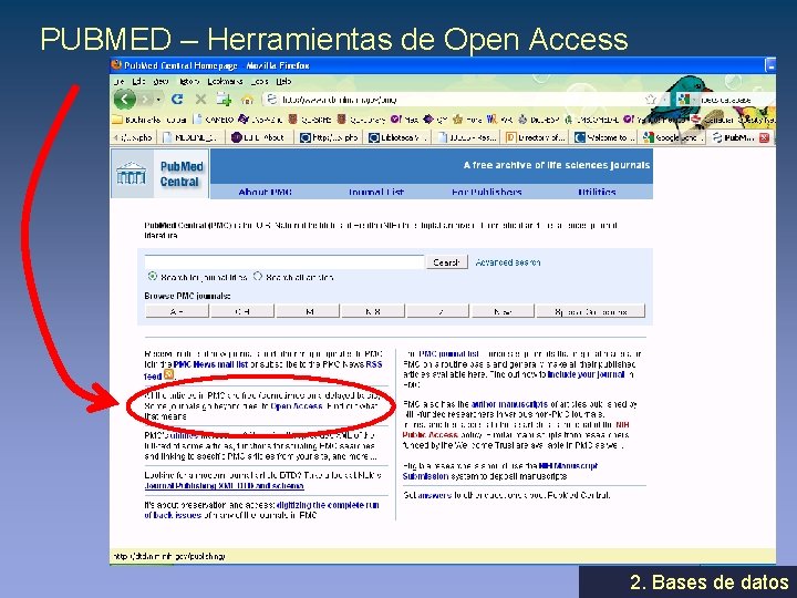PUBMED – Herramientas de Open Access 2. Bases de datos 