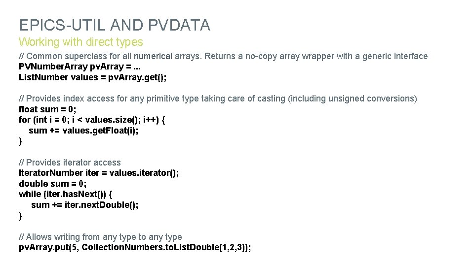 EPICS-UTIL AND PVDATA Working with direct types // Common superclass for all numerical arrays.