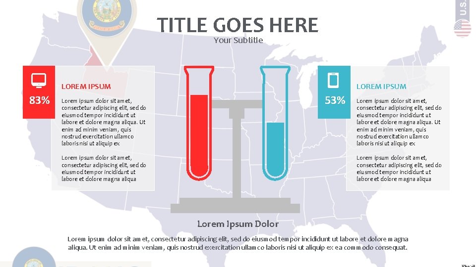 TITLE GOES HERE Your Subtitle LOREM IPSUM 83% LOREM IPSUM 53% Lorem ipsum dolor