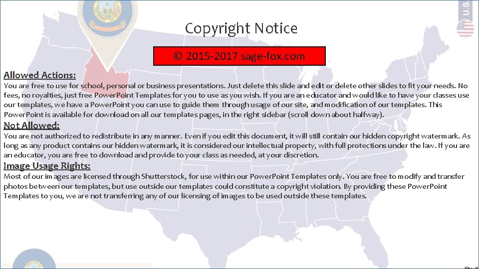 Copyright Notice © 2015 -2017 sage-fox. com Allowed Actions: You are free to use