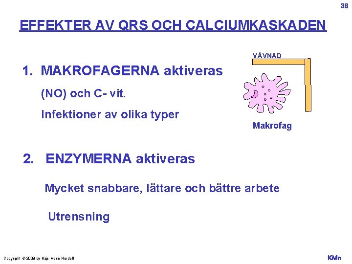 38 EFFEKTER AV QRS OCH CALCIUMKASKADEN VÄVNAD 1. MAKROFAGERNA aktiveras (NO) och C- vit.