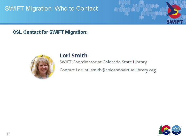 SWIFT Migration: Who to Contact CSL Contact for SWIFT Migration: 10 