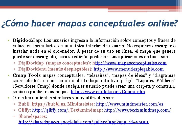 ¿Cómo hacer mapas conceptuales online? • Digidoc. Map: Los usuarios ingresan la información sobre