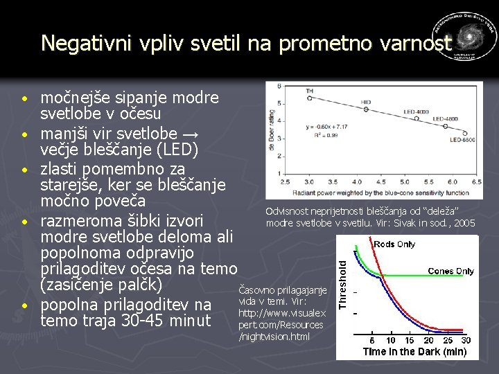 Negativni vpliv svetil na prometno varnost · · · močnejše sipanje modre svetlobe v