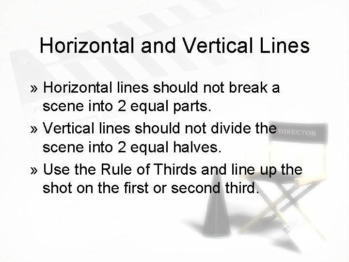 Horizontal and Vertical Lines » Horizontal lines should not break a scene into 2