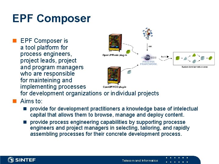 EPF Composer n EPF Composer is a tool platform for process engineers, project leads,