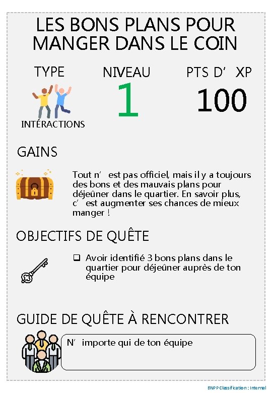 LES BONS PLANS POUR MANGER DANS LE COIN TYPE NIVEAU INTÉRACTIONS 1 PTS D’XP