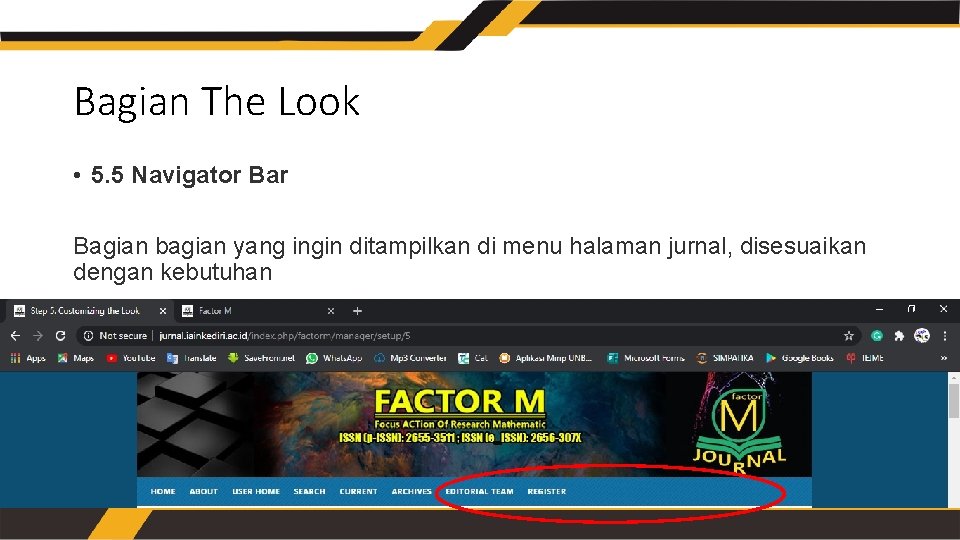 Bagian The Look • 5. 5 Navigator Bagian bagian yang ingin ditampilkan di menu