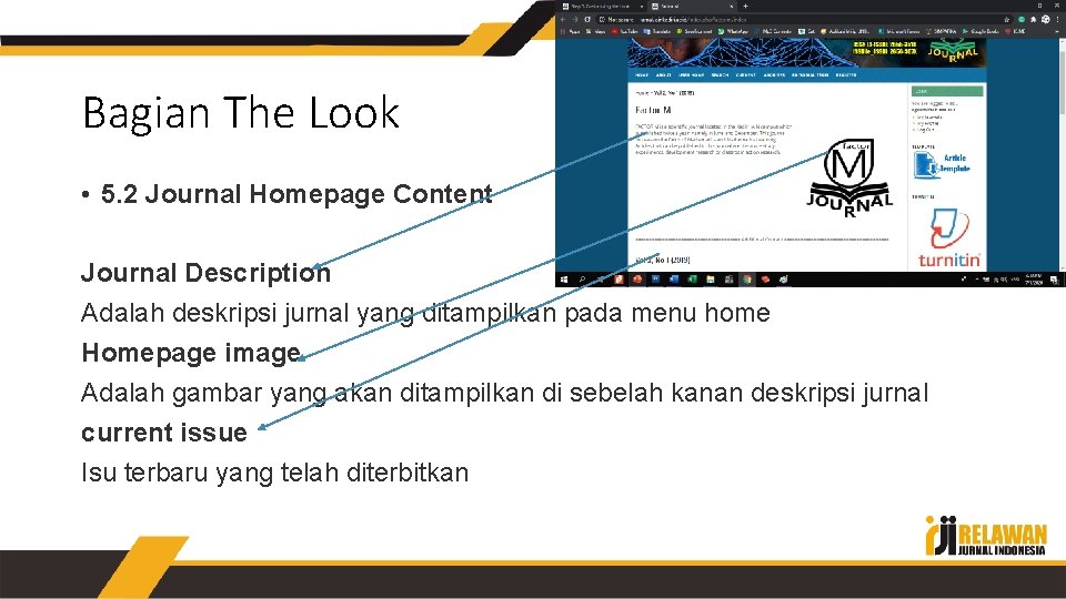 Bagian The Look • 5. 2 Journal Homepage Content Journal Description Adalah deskripsi jurnal