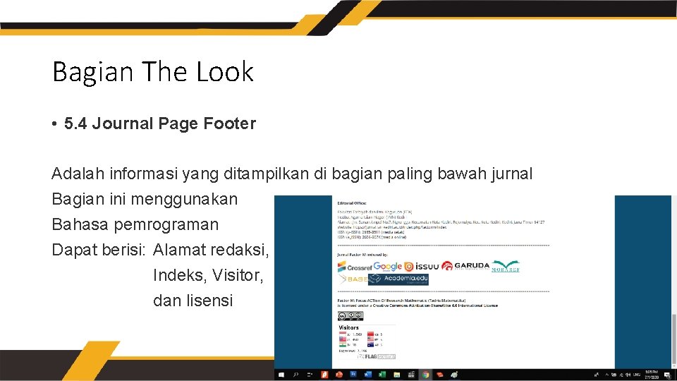 Bagian The Look • 5. 4 Journal Page Footer Adalah informasi yang ditampilkan di