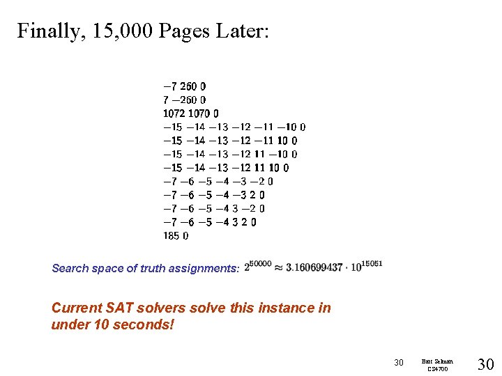 Finally, 15, 000 Pages Later: Search space of truth assignments: Current SAT solvers solve