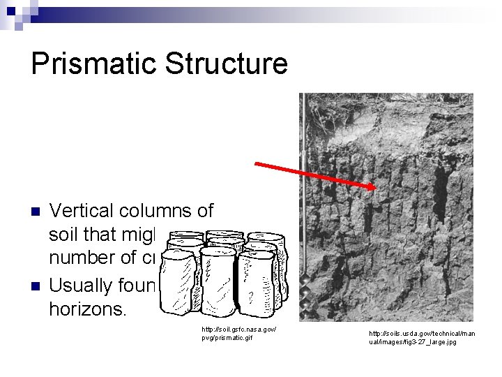 Prismatic Structure n n Vertical columns of soil that might be a number of
