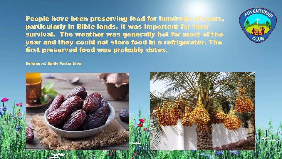 People have been preserving food for hundreds of years, particularly in Bible lands. It