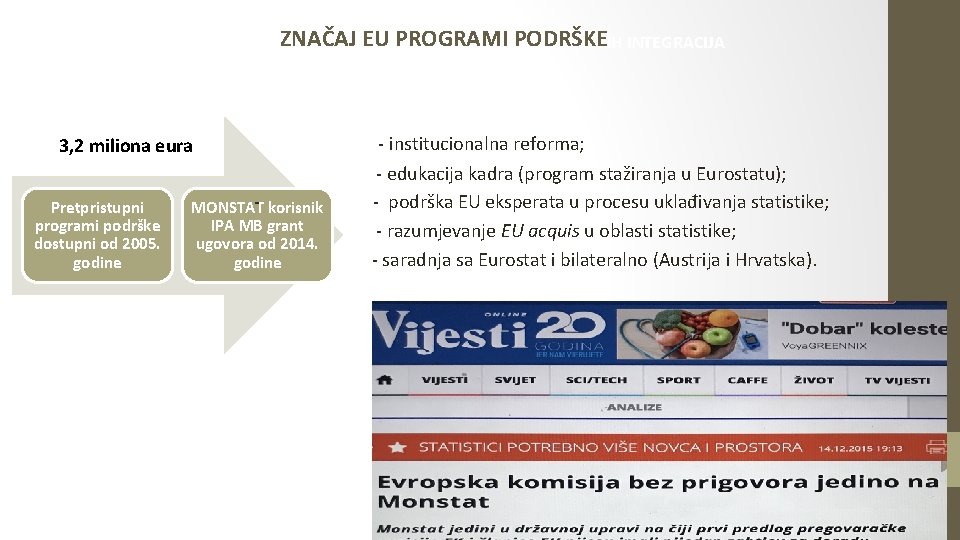 ZNAČAJ STATISTIKE EU PROGRAMI PODRŠKE ULOGA ZVANIČNE U PROCESU EVROPSKIH INTEGRACIJA 3, 2 miliona