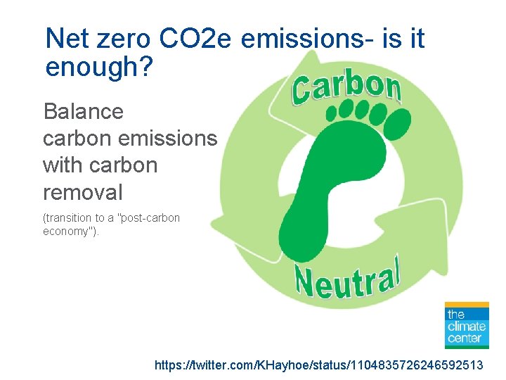 Net zero CO 2 e emissions- is it enough? Balance carbon emissions with carbon
