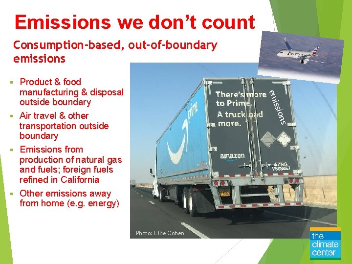 Emissions we don’t count Consumption-based, out-of-boundary emissions Product & food manufacturing & disposal outside