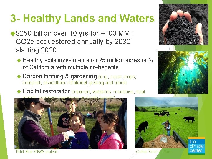 3 - Healthy Lands and Waters $250 billion over 10 yrs for ~100 MMT