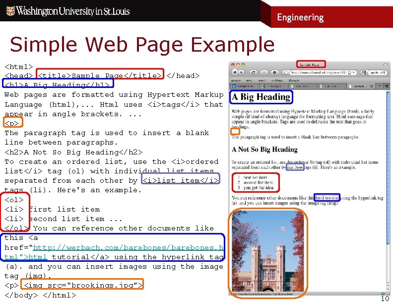 Simple Web Page Example <html> <head> <title>Sample Page</title> </head> <h 1>A Big Heading</h 1> Simple Web Page Example <html> <head> <title>Sample Page</title> </head> <h 1>A Big Heading</h 1>