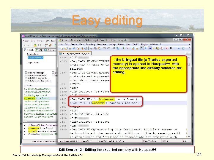 Easy editing Xbench for Terminology Management and Translation QA 27 