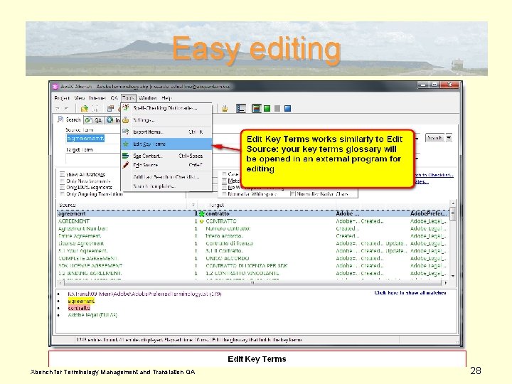 Easy editing Xbench for Terminology Management and Translation QA 28 