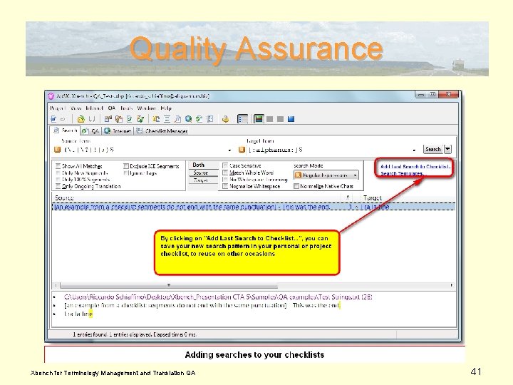 Quality Assurance Xbench for Terminology Management and Translation QA 41 