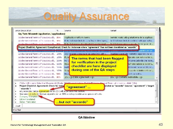Quality Assurance Xbench for Terminology Management and Translation QA 43 