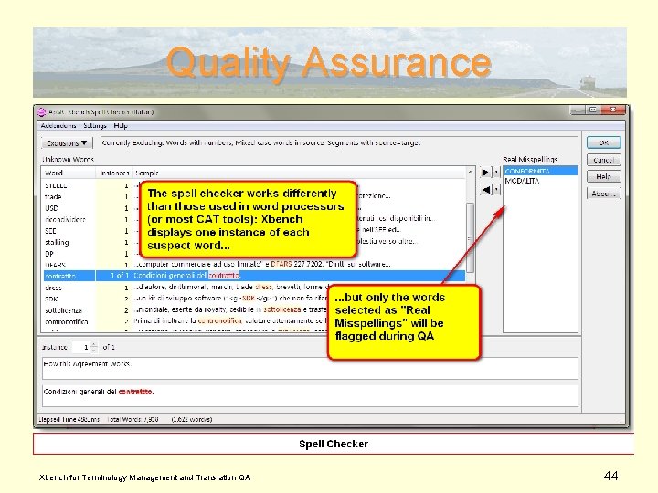 Quality Assurance Xbench for Terminology Management and Translation QA 44 
