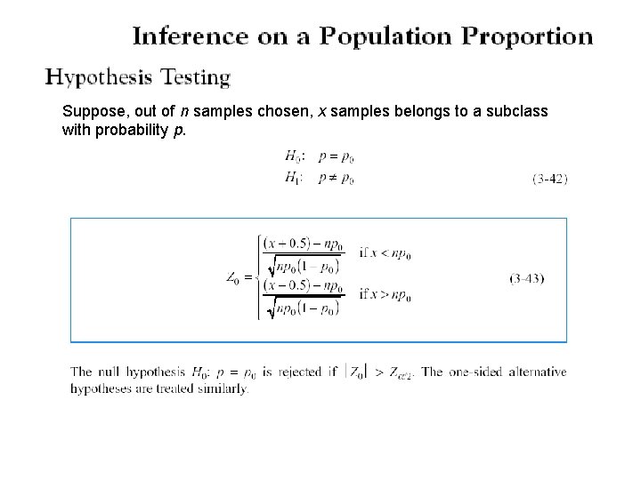 Suppose, out of n samples chosen, x samples belongs to a subclass with probability