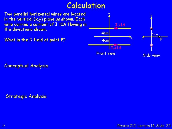 Calculation Two parallel horizontal wires are located in the vertical (x, y) plane as