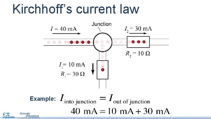 Kirchhoff’s current law Example: 