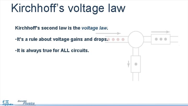 Kirchhoff’s voltage law Kirchhoff’s second law is the voltage law. • It’s a rule