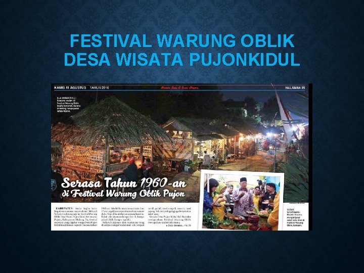 FESTIVAL WARUNG OBLIK DESA WISATA PUJONKIDUL 