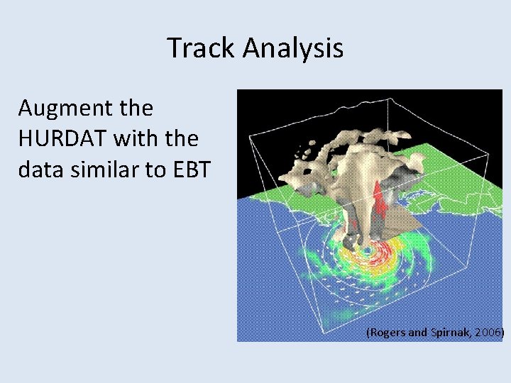 Track Analysis Augment the HURDAT with the data similar to EBT (Rogers and Spirnak,