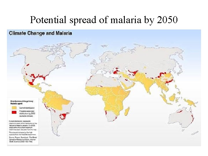 Potential spread of malaria by 2050 