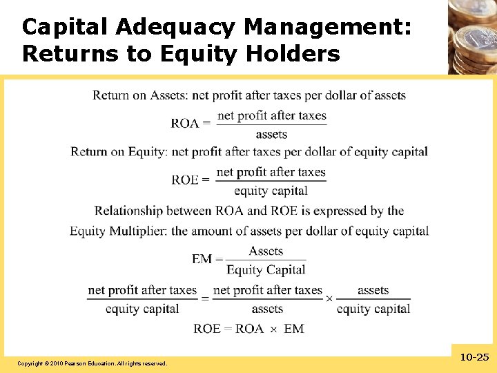 Capital Adequacy Management: Returns to Equity Holders Copyright © 2010 Pearson Education. All rights