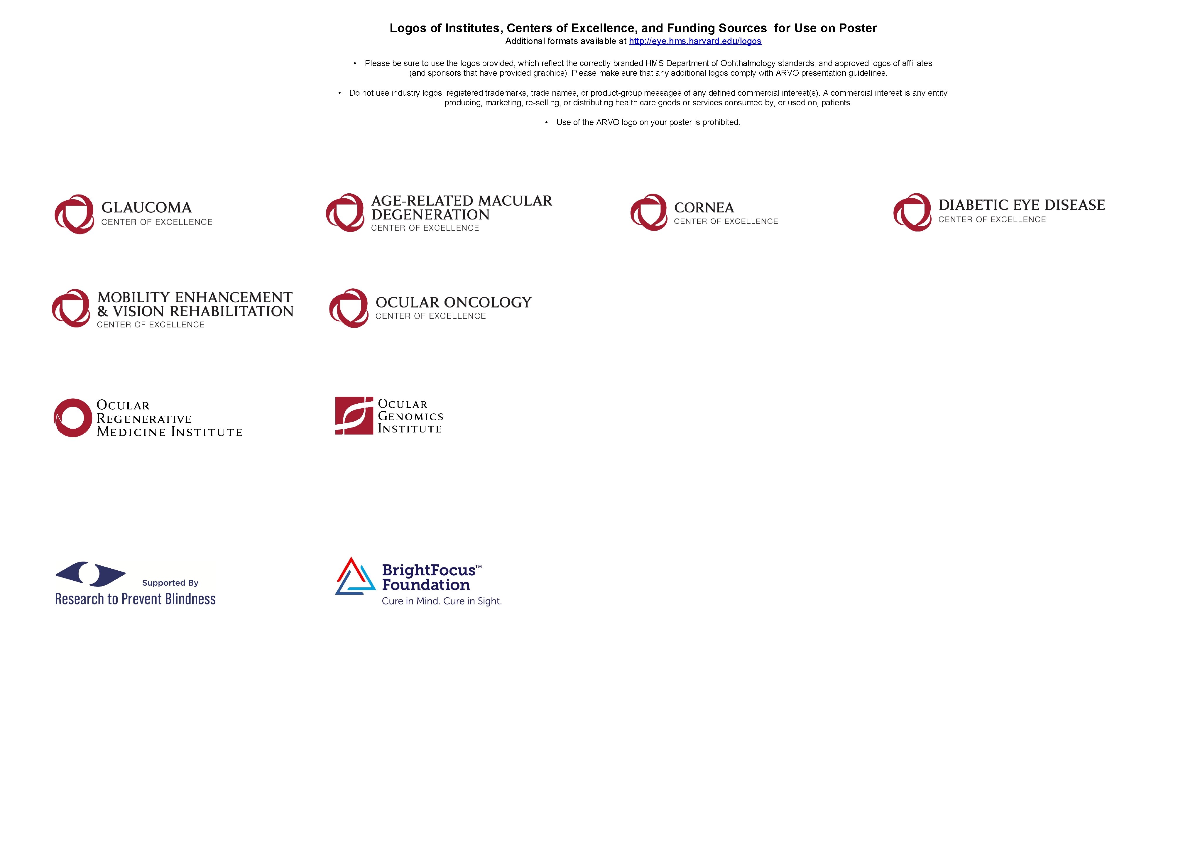 Logos of Institutes, Centers of Excellence, and Funding Sources for Use on Poster Additional