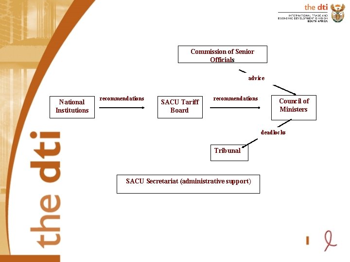 Commission of Senior Officials advice National Institutions recommendations SACU Tariff Board recommendations Council of