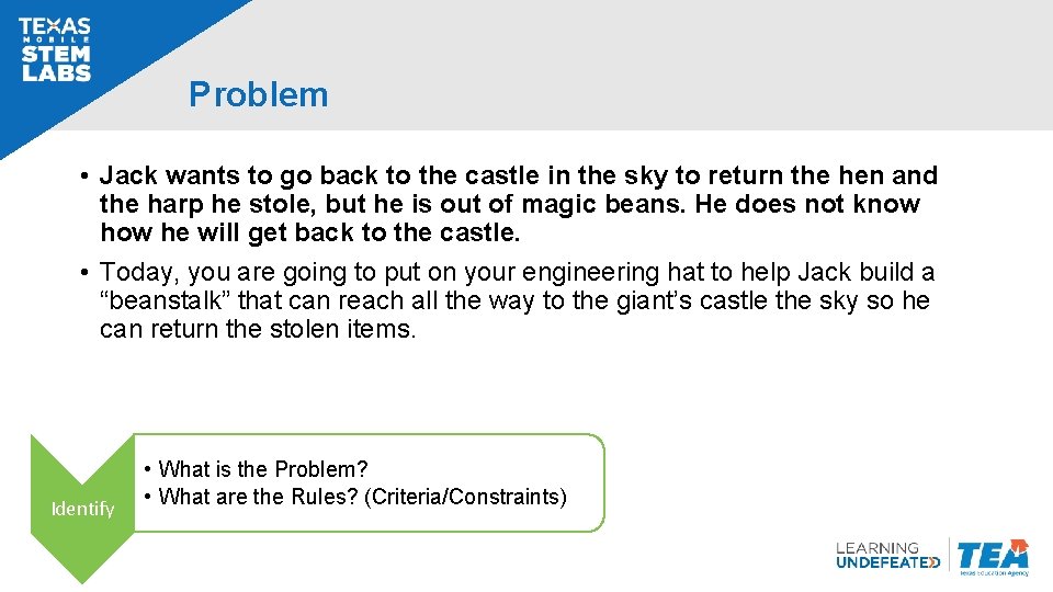 Problem • Jack wants to go back to the castle in the sky to Problem • Jack wants to go back to the castle in the sky to