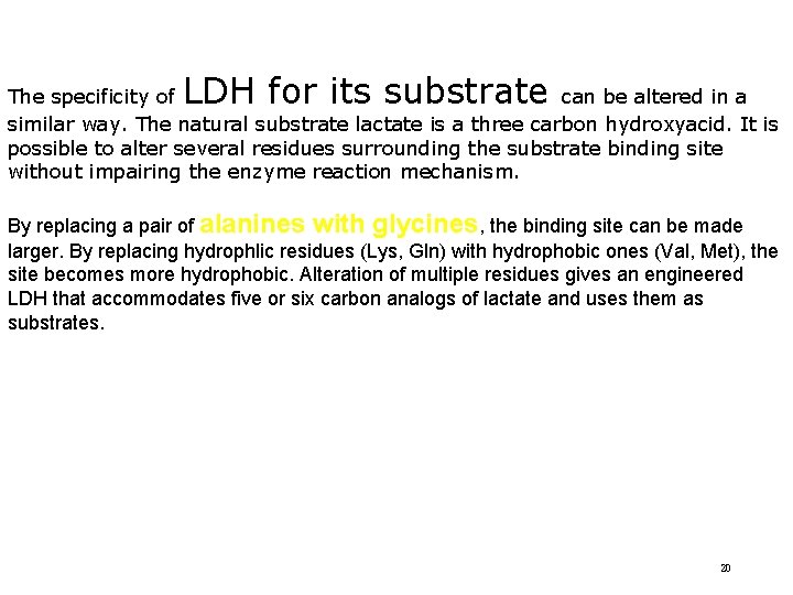 LDH for its substrate The specificity of can be altered in a similar way.