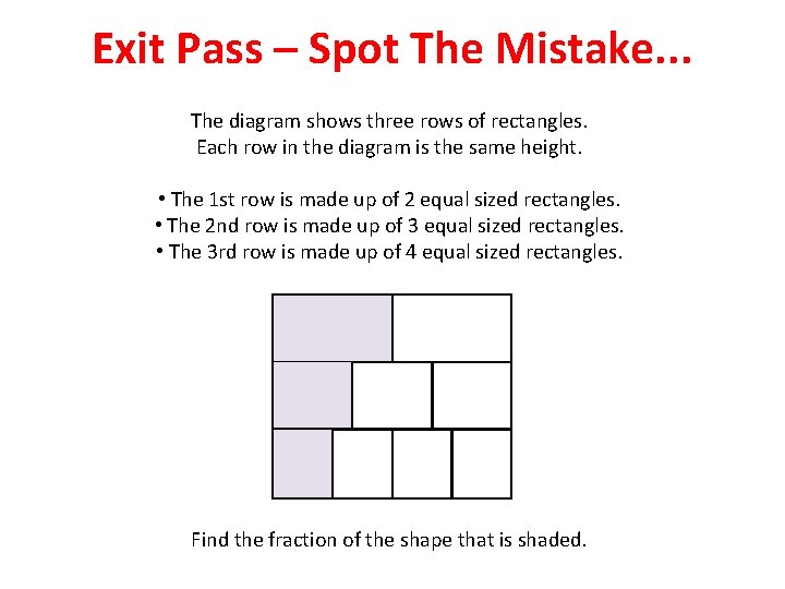 Exit Pass – Spot The Mistake. . . The diagram shows three rows of