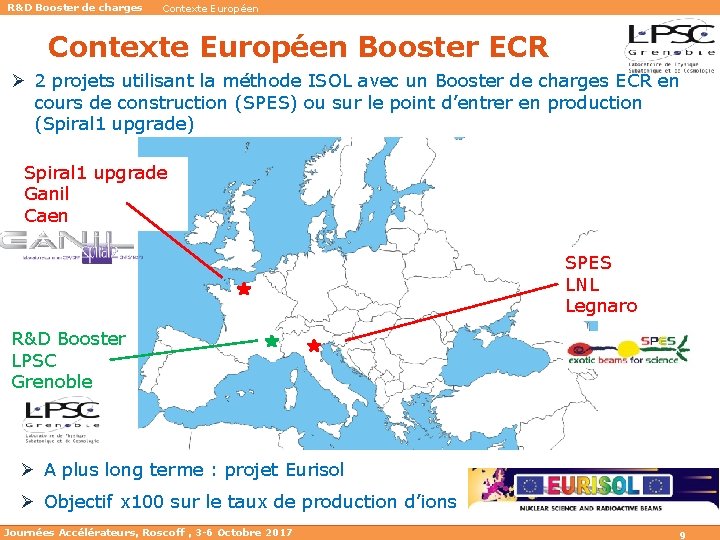 R&D Booster de charges Contexte Européen Booster ECR Ø 2 projets utilisant la méthode