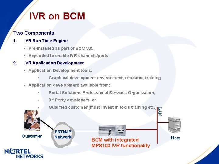 IVR on BCM Two Components 1. IVR Run Time Engine • Pre-installed as part