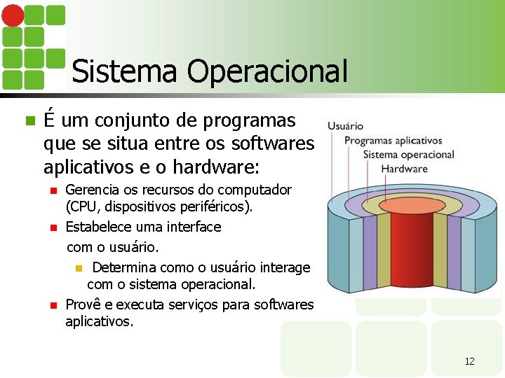 Sistema Operacional n É um conjunto de programas que se situa entre os softwares