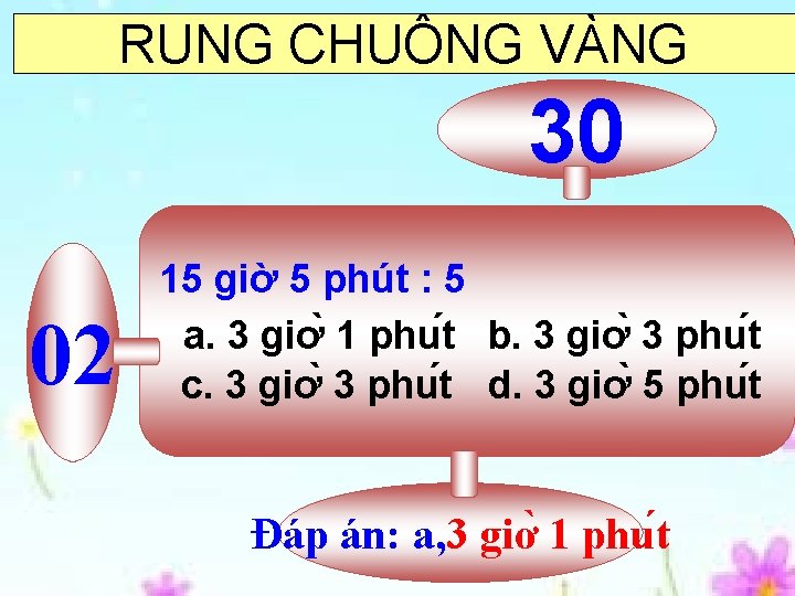 RUNG CHUÔNG VÀNG 30 29 28 27 26 25 24 23 22 21 20