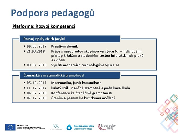 Podpora pedagogů Platforma: Rozvoj kompetencí Rozvoj výuky cizích jazyků • 09. 05. 2017 •